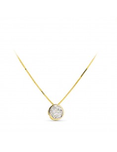 18K COLGANTE ORO BICOLOR REDONDO CIRCONITA 5.5 MM CON CADENA