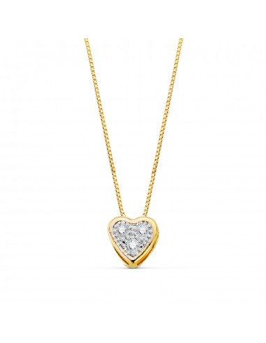 18K COLLAR ORO BICOLOR CORAZON CON CIRCONITAS 5MM CADENA 42 CM C. AMOR