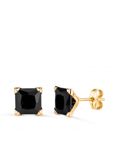 18K PENDIENTES ORO AMARILLO CIRCONITAS NEGRAS CUADRADAS CON 4 GARRAS. ANCHO: 7MM. CIERRE PRESION