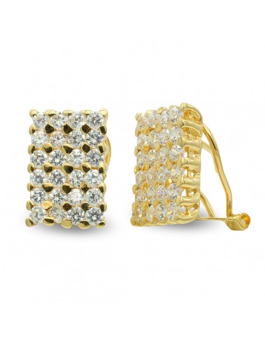 18K PENDIENTES ORO AMARILLO RECTANGULARES CON CIRCONITAS