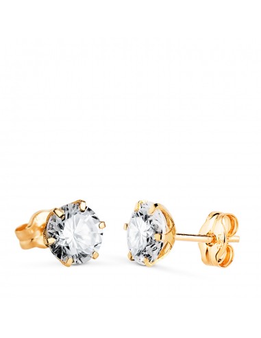 18K PENDIENTES ORO AMARILLO 6 GARRAS CON CIRCONITA. ANCHO: 6 MM CIERRE PRESION