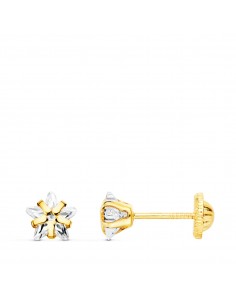 18K PENDIENTES ORO AMARILLO CIRCONITA ESTRELLA 5X5 MM CIERRE TUERCA