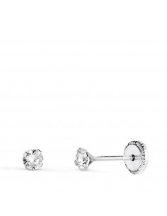18K PENDIENTES ORO BLANCO 4 GARRAS CON CIRCONITA. ANCHO: 3 MM CIERRE TUERCA