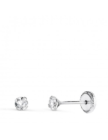 18K PENDIENTES ORO BLANCO 4 GARRAS CON CIRCONITA. ANCHO: 3 MM CIERRE TUERCA