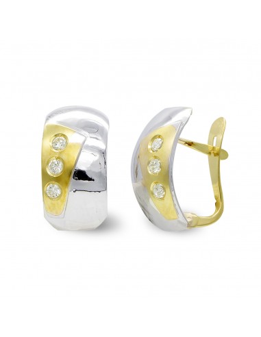 18K PENDIENTES ORO BICOLORMATE Y BRILLO