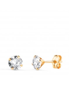 18K PENDIENTES ORO AMARILLO 4 GARRAS CON CIRCONITA. ANCHO: 5 MM CIERRE PRESION