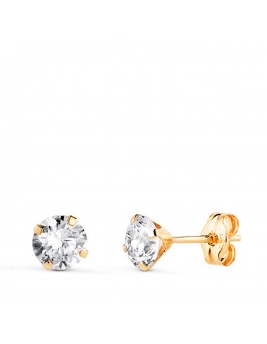 18K PENDIENTES ORO AMARILLO 4 GARRAS CON CIRCONITA. ANCHO: 5 MM CIERRE PRESION