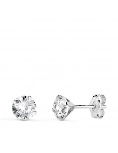 18K PENDIENTES ORO BLANCO 4 GARRAS CON CIRCONITA. ANCHO: 5 MM CIERRE PRESION