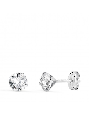 18K PENDIENTES ORO BLANCO 4 GARRAS CON CIRCONITA. ANCHO: 5 MM CIERRE PRESION