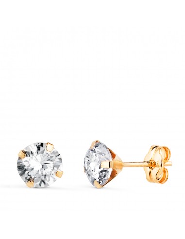 18K PENDIENTES ORO AMARILLO 4 GARRAS CON CIRCONITA. ANCHO: 6 MM CIERRE PRESION