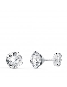 18K PENDIENTES ORO BLANCO 4 GARRAS CON CIRCONITA. ANCHO: 6 MM CIERRE PRESION