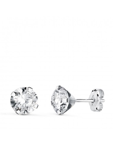 18K PENDIENTES ORO BLANCO 4 GARRAS CON CIRCONITA. ANCHO: 6 MM CIERRE PRESION