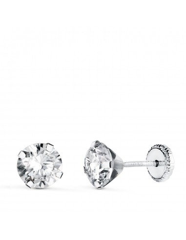 18K PENDIENTES ORO BLANCO 4 GARRAS CON CIRCONITA. ANCHO: 6 MM CIERRE TUERCA