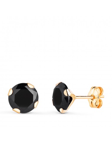 18K PENDIENTES ORO AMARILLO 4 GARRAS CON CIRCONITA NEGRA. ANCHO: 7 MM CIERRE PRESION
