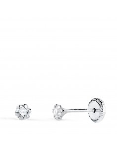 18K PENDIENTES ORO BLANCO 6 GARRAS CON CIRCONITA. ANCHO: 3 MM CIERRE TUERCA