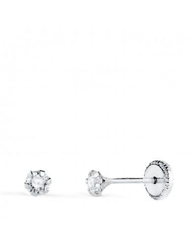 18K PENDIENTES ORO BLANCO 6 GARRAS CON CIRCONITA. ANCHO: 3 MM CIERRE TUERCA