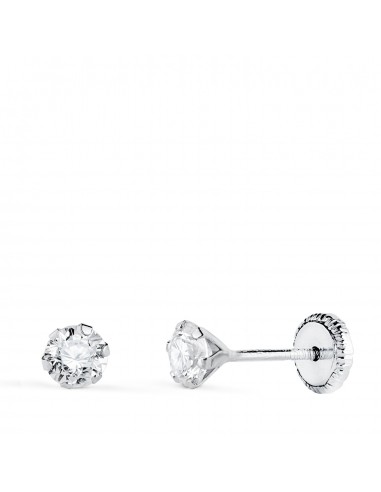 18K PENDIENTES ORO BLANCO 6 GARRAS CON CIRCONITA. ANCHO: 4 MM CIERRE TUERCA