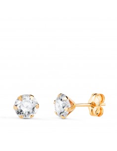 18K PENDIENTES ORO AMARILLO 6 GARRAS CON CIRCONITA. ANCHO: 5 MM CIERRE PRESION