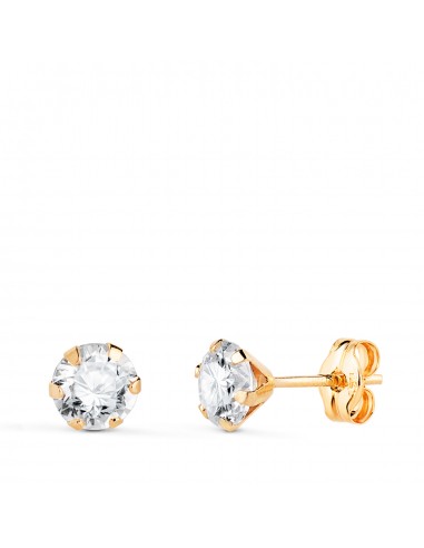 18K PENDIENTES ORO AMARILLO 6 GARRAS CON CIRCONITA. ANCHO: 5 MM CIERRE PRESION
