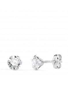 18K PENDIENTES ORO BLANCO 6 GARRAS CON CIRCONITA. ANCHO: 5 MM CIERRE PRESION