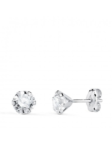 18K PENDIENTES ORO BLANCO 6 GARRAS CON CIRCONITA. ANCHO: 5 MM CIERRE PRESION