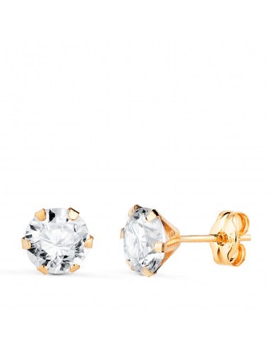 18K PENDIENTES ORO AMARILLO 6 GARRAS CON CIRCONITA. ANCHO: 6 MM CIERRE PRESION