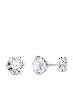 18K PENDIENTES ORO BLANCO 6 GARRAS CON CIRCONITA. ANCHO: 6 MM CIERRE PRESION