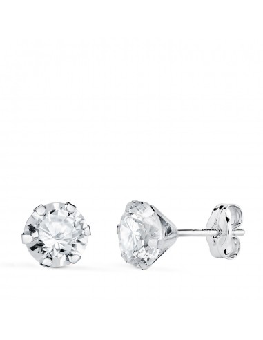 18K PENDIENTES ORO BLANCO 6 GARRAS CON CIRCONITA. ANCHO: 6 MM CIERRE PRESION