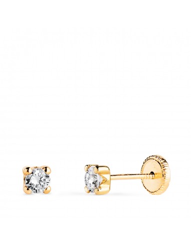 18K PENDIENTES ORO AMARILLO CIRCONITA 3MM CON 4 GARRAS. ANCHO: 3 5 MM. CIERRE TUERCA