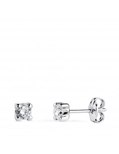 18K PENDIENTES ORO BLANCO CIRCONITA 3MM CON 4 GARRAS. ANCHO: 3 5 MM. CIERRE PRESION