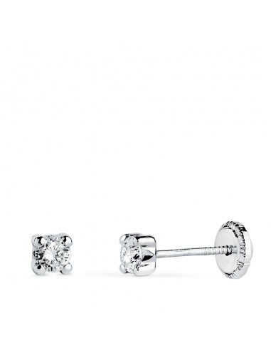 18K PENDIENTES ORO BLANCO CIRCONITA 3MM CON 4 GARRAS. ANCHO: 3 5 MM. CIERRE TUERCA