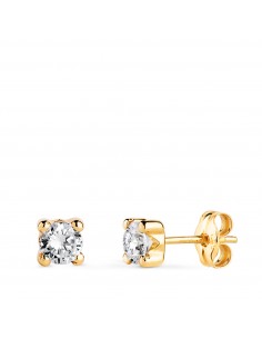 18K PENDIENTES ORO AMARILLO CIRCONITA 4MM CON 4 GARRAS. ANCHO: 4 5 MM. CIERRE PRESION