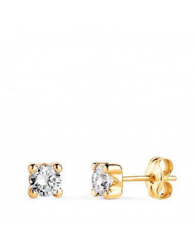 18K PENDIENTES ORO AMARILLO CIRCONITA 4MM CON 4 GARRAS. ANCHO: 4 5 MM. CIERRE PRESION