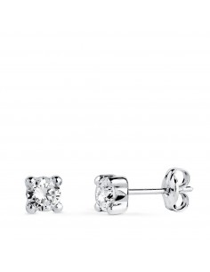 18K PENDIENTES ORO BLANCO CIRCONITA 4MM CON 4 GARRAS. ANCHO: 4 5 MM. CIERRE PRESION