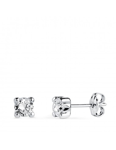 18K PENDIENTES ORO BLANCO CIRCONITA 4MM CON 4 GARRAS. ANCHO: 4 5 MM. CIERRE PRESION
