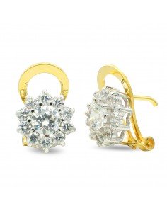 18K PENDIENTES ORO BICOLOR CIRCONITAS 10 MM