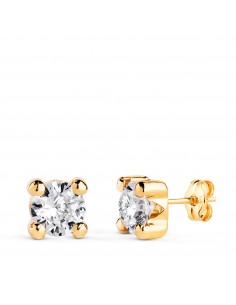 18K PENDIENTES ORO AMARILLO CIRCONITA 6MM CON 4 GARRAS. ANCHO: 6 5 MM. CIERRE PRESION