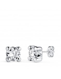 18K PENDIENTES ORO BLANCO CIRCONITA 6MM CON 4 GARRAS. ANCHO: 6 5 MM. CIERRE PRESION