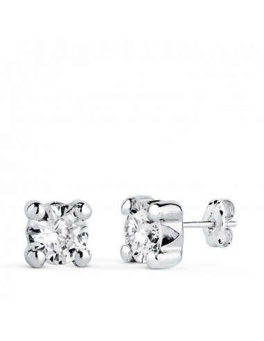 18K PENDIENTES ORO BLANCO CIRCONITA 6MM CON 4 GARRAS. ANCHO: 6 5 MM. CIERRE PRESION