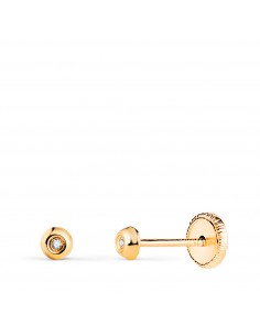 18K PENDIENTES ORO AMARILLO CHATON CON CIRCONITA. MEDIDA: 3MM. CIERRE TUERCA