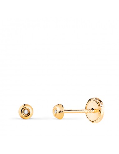 18K PENDIENTES ORO AMARILLO CHATON CON CIRCONITA. MEDIDA: 3MM. CIERRE TUERCA