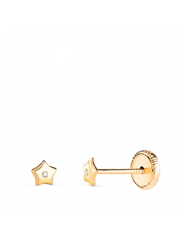 18K PENDIENTES ORO AMARILLO ESTRELLA CON CIRCONITA. MEDIDA: 3 5X3 5 MM. CIERRE TUERCA