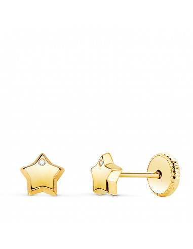 18K PENDIENTES ORO AMARILLO CON ESTRELLA Y CIRCONITA BRILLO 5 5X5 5 MM. CIERRE TUERCA