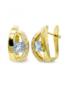18K PENDIENTES ORO AMARILLO PIEDRA AZUL Y CIRCONITAS