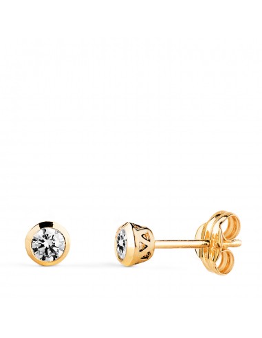 18K PENDIENTES ORO AMARILLO CHATON CON CIRCONITA CANASTILLA CALADA. ANCHO: 4MM. CIERRE PRESION