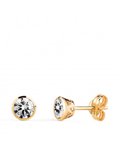 18K PENDIENTES ORO AMARILLO CHATON CON CIRCONITA CANASTILLA CALADA. ANCHO: 5MM. CIERRE PRESION