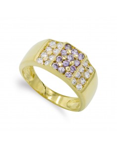 18K SORTIJA ORO AMARILLO CIRCONITAS AMATISTAS Y BLANCAS