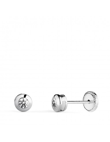18K PENDIENTES ORO BLANCO CHATON GALERIA CON CIRCONITA. MEDIDA: 4 MM. CIERRE TUERCA