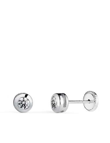 18K PENDIENTES ORO AMARILLO  CHATON GALERIA CON CIRCONITA. MEDIDA: 5 MM. CIERRE TUERCA