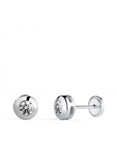 18K PENDIENTES ORO BLANCO CHATON GALERIA CON CIRCONITA. MEDIDA: 6 MM. CIERRE TUERCA